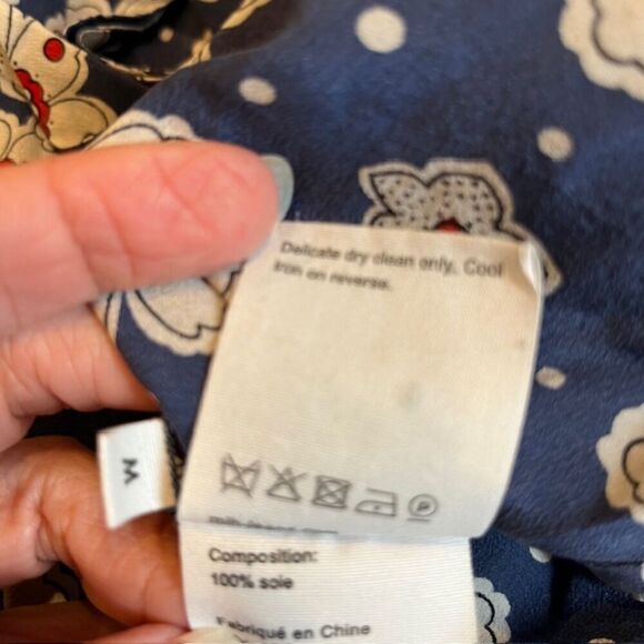 M.i.h. Jeans Silk Elodie All In One Jumpsuit Blue White Red Floral Size Medium - Picture 14 of 15